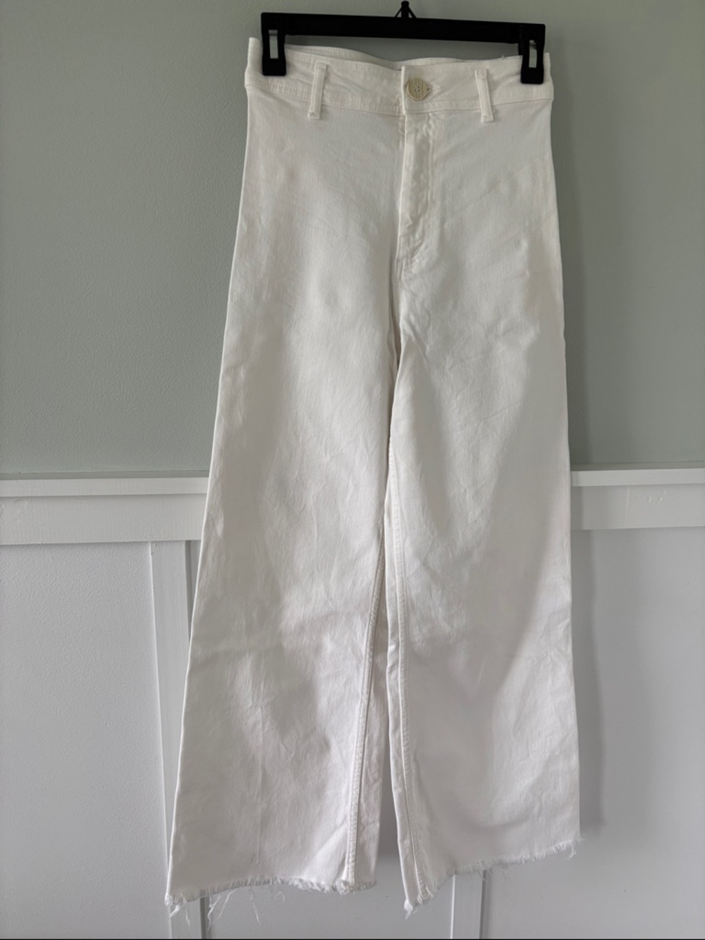Zara White Cropped Wide-Leg Jeans